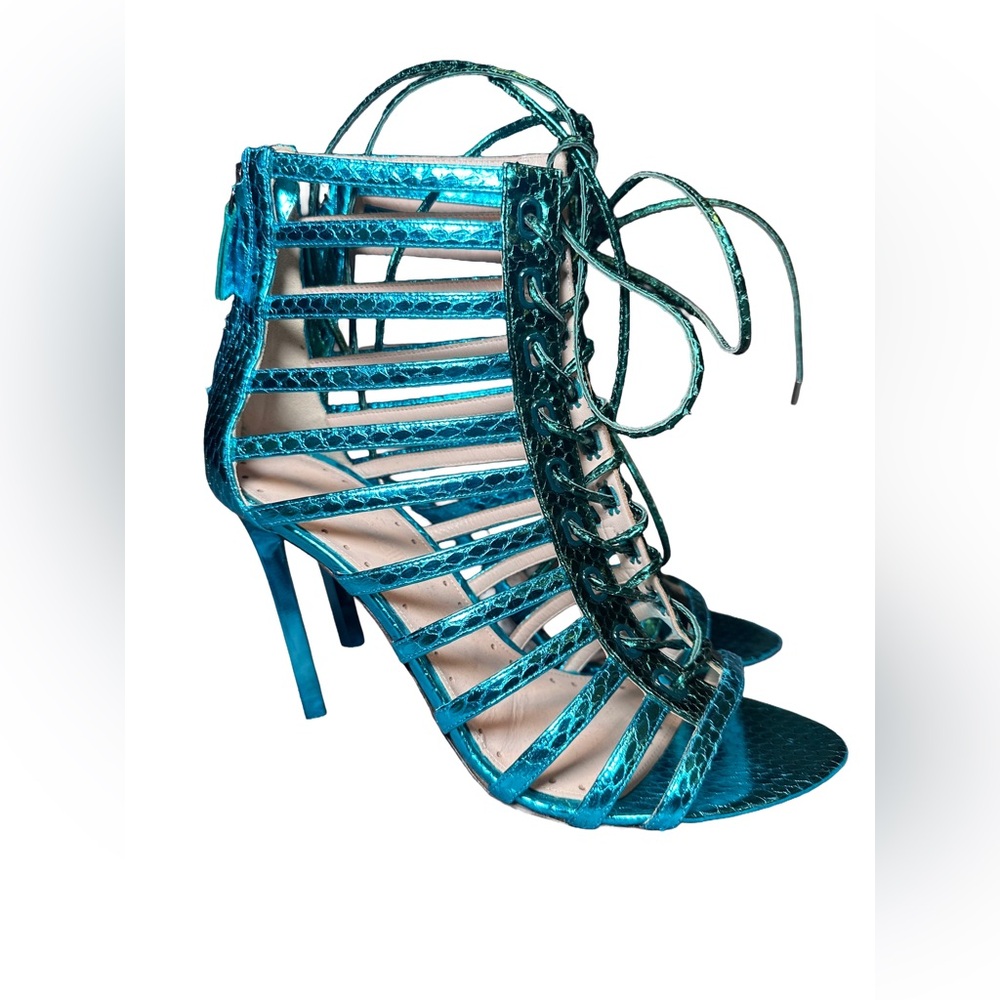 Roberto Cavalli Leather Gladiator Cage Heel Stiletto Size 40/US 9.5-10 - Picture 8 of 9